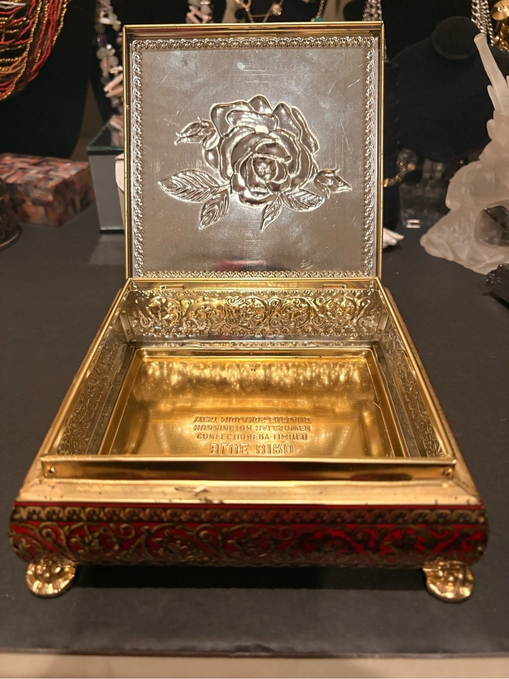 Vintage Blue Bird Confectionery Limited Rose Embellished Jewelry Box - Picture 3 of 4